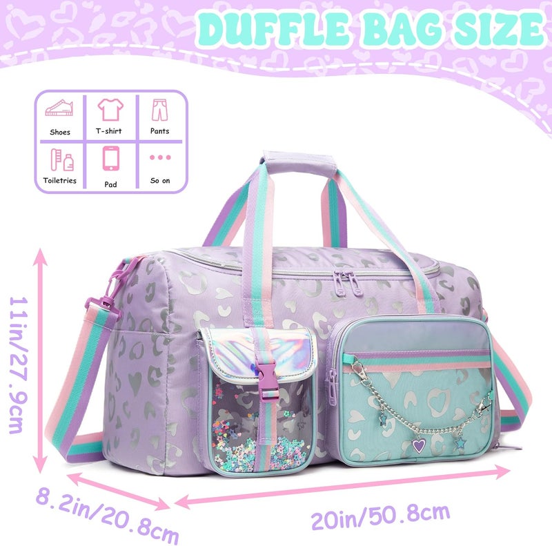 Oruiji Kids Duffle Bag Girls Overnight Bag for Kids Dance Bags for Girls Travel Bags for Kid Ages 9-12 with Shoe Compartment - Image 2